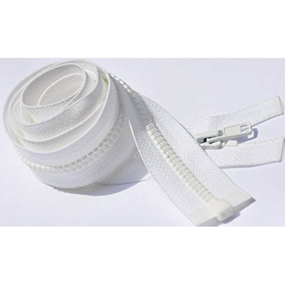 10" - 72" Vislon Zipper YKK #3 Light Weight Molded Plastic Separating Color 501 White By Each (Length 69 inches)