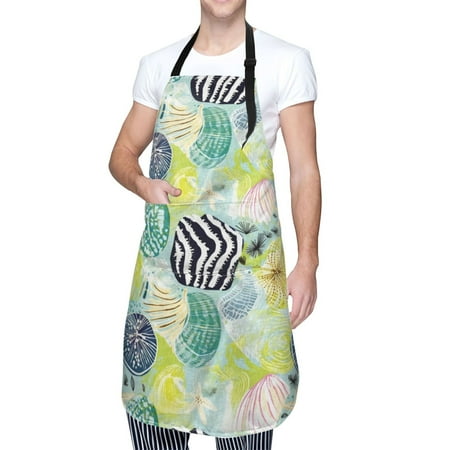 

Cauagu Shell Clam Aprons with Pockets Waterproof Apron for Women Kitchen Cooking Apron Adjustable Bib Aprons Chef Apron for Cooking Drawing Crafting