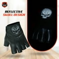 thumbnail image 4 of Daniel Smart Men’s Leather Gloves- Goatskin Leather- Fingerless Motorcycle Gloves with Reflective Skull Design and Gel Palm, 4 of 6