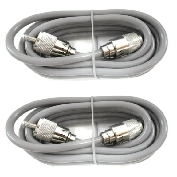 Astatic 9 Foot Rg8X Cable With Pl259 Connectors Grey A8X9 -2Pack