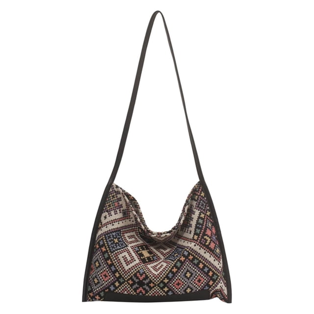 Bolsos Playa para Mujer Bolso Compras Lona Étnico para Damas (negro)