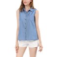 thumbnail image 3 of Camisa sin mangas Allegra K de un solo pecho para mujer Azul S, 3 of 7