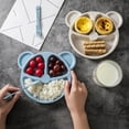 thumbnail image 3 of Kids Wheat Straw Divided Plate Set with Spoon Fork， Bear Design， Drop-Resistant & Safe Tableware, 3 of 8