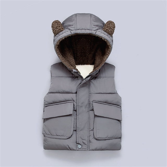 Gilet Matelassé Filles avec Capuche Léger Sans Manches Vêtements d'Extérieur Filles Gilets Filles Vêtements d'Hiver Filles Gilets 2-3 Ans