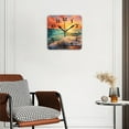 thumbnail image 2 of Square Wall Clock,Beautiful Sunset Over The Ocean With Waves Crashing On The Shore,Silent Non-Ticking Wall Clock Decor for Home Office Kitchen Living Room Bedroom(16inch), 2 of 4