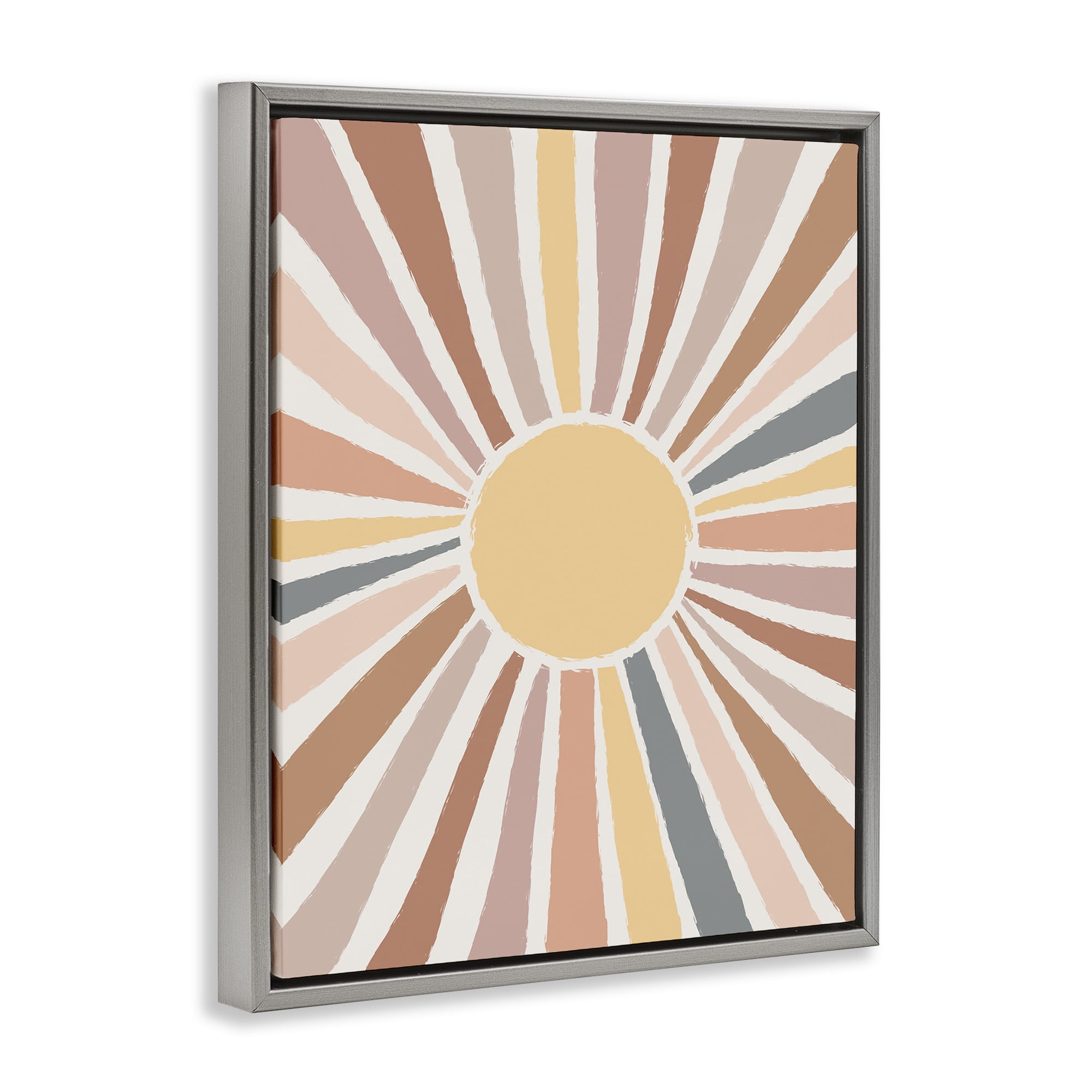 Stupell Industries Southwestern Desert Sun Rays Abstract Painting Gray Floater Framed Canvas Art Print Wall Art, 17 x 21