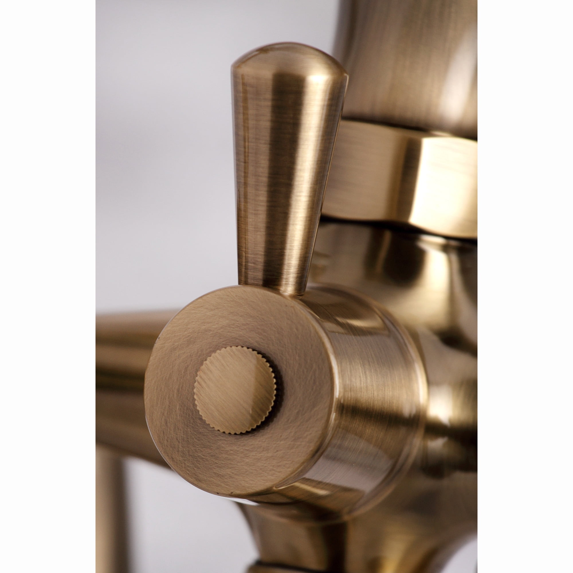 Kingston Brass KS267AB Kingston 6" Center Deck-Mount Clawfoot Tub Faucet with Hand Shower, Antique Brass