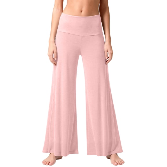 WULMLEO Women's Casual Comfy Solid/Tie Dye Wide Leg Palazzo Lounge Pants Pink S