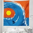 thumbnail image 1 of Ride the Wave Tapestry, Man Surfing in Giant Ocean Waves Retro Sports Poster Print, Fabric Wall Hanging Decor for Bedroom Living Room Dorm, 5 Sizes, Violet Blue Scarlet, by Ambesonne, 1 of 1