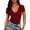 Short Sleeve-Burgundy, variant on MOYIKO Slim Fitted T Shirts for Women Deep V Neck Short Sleeve Tees Elegant Summer Tops