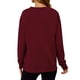 thumbnail image 4 of Camisetas de mujer con cuello redondo y manga larga con estampado de letras, Top holgado informal para uso diario, Color rojo vino, palabras blancas S, 4 of 6