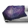 thumbnail image 3 of Galaxy Mandala Soft Flannel Fleece Throw Blanket, Boho Style Lotus Flower Illustration on Space Background, Cozy Plush for Indoor and Outdoor Use, 50" x 70", Dark Purple Violet, by Ambesonne, 3 of 6