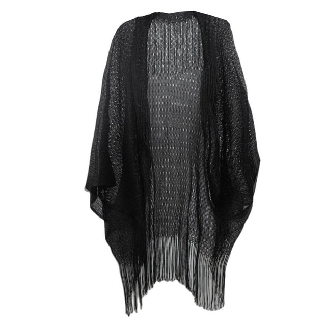 Cape à Franges Filigrane pour Femmes Couleur Unie Été Transparent Châle Fin