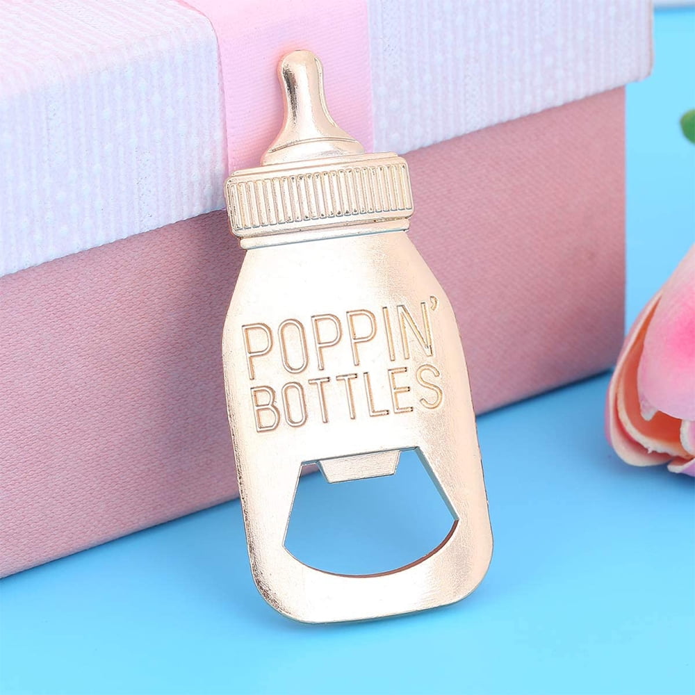 EIMELI 12 Pack Baby Bottle Opener Baby Shower Party Favor Poppin Bottle Shaped Bottle Opener Baby Shower Return Gifts for Guest Wedding Party Souvenir Kids Birthday Party (Pink)