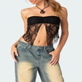 thumbnail image 2 of Women Lace Tube Tops Summer Strapless Cropped Bandeau Backless Shirts, 2 of 9