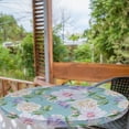 thumbnail image 2 of Ambesonne Floral Fitted Round Tablecloth, Vintage Hibiscus Roses Print, 56"- 60" Diameter, Lilac Seafoam and Green, 2 of 5