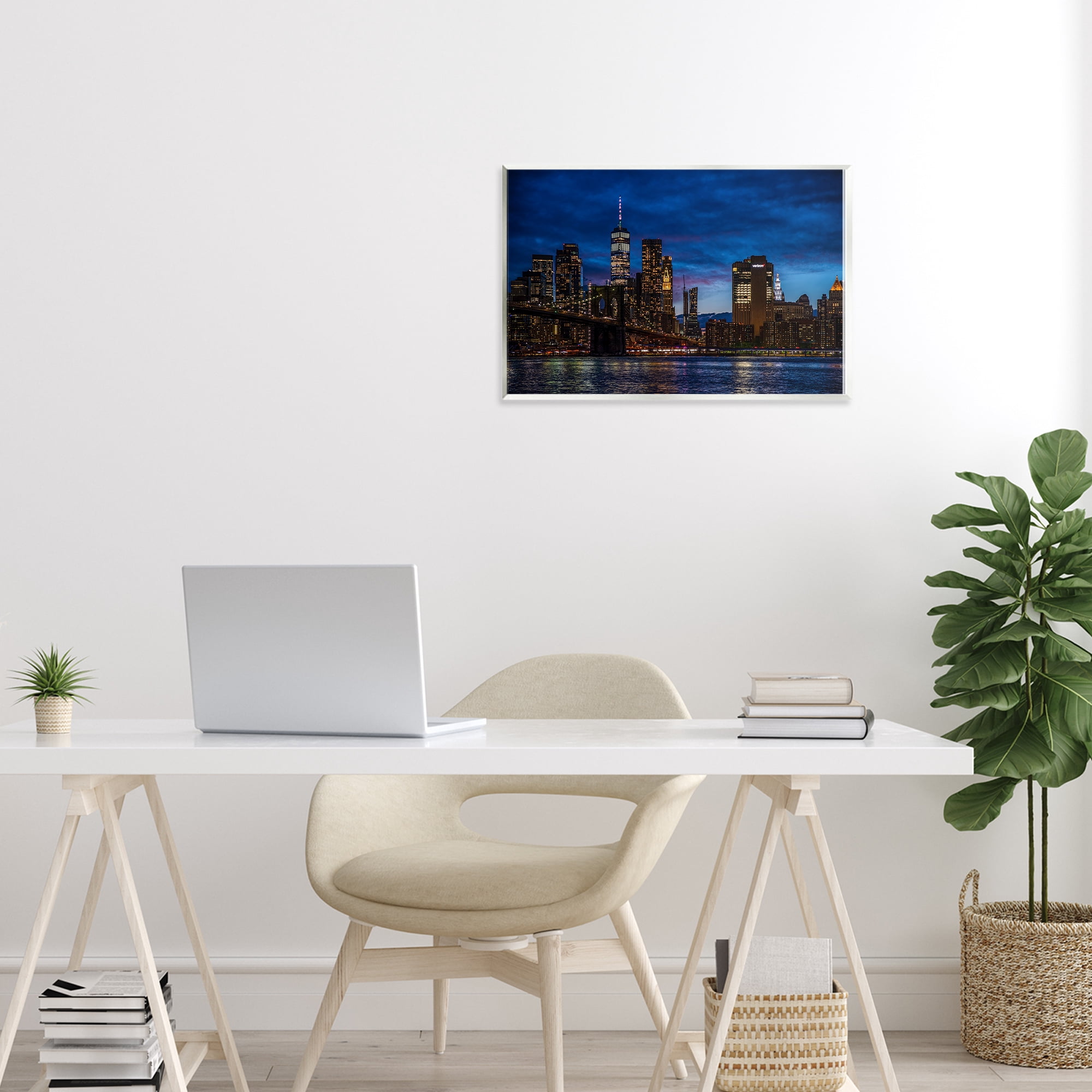Stupell Industries Brooklyn Bridge at Night Wall Plaque Art, design by Tim West