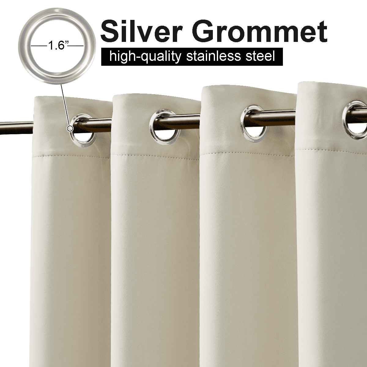 NICETOWN 2 Panels Outdoor Curtains Waterproof Privacy Protective Thermal Blackout Curtains for Porch Gazebo Canopy Pergola Garage, W 52 x L 108, Beige