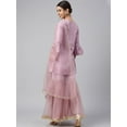 thumbnail image 6 of Janasya Indian Women's Mauve Poly Silk Solid Kurta with Gharara and Dupatta, 6 of 9