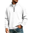 thumbnail image 6 of GrmtClth Men's Waffle Knit Quarter Zip Mock Neck Sweatshirts Long Sleeve Half Zip Front Design Soft Skin Friendly Daily Business Golf Sweater Tops White S, 6 of 7