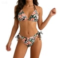 thumbnail image 2 of Women's Bikinis Tropical Print Two Piece Bikini Set Tie Side Halter Bathing Suits Summer Beach Vacation Swimsuit for Women Multicolor-2 S, 2 of 8