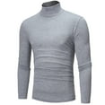 thumbnail image 3 of CHICTRY Mens Solid Color Turtleneck Shirt Long Sleeve Slim Fit Thermal Undershirt Pullover Base Layer Tops Gray M, 3 of 4
