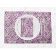 thumbnail image 1 of S4Sassy Purple Leaves & Damask Floral Washable Printed Dining Reversible Tablemats With Napkins Set, 1 of 3