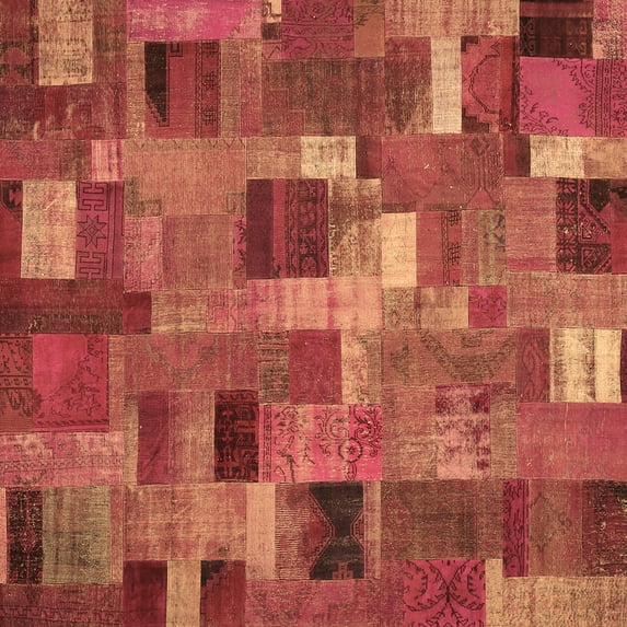 Ahgly Company Indoor Square Patchwork Brown Transitional Area Rugs, 7' Square