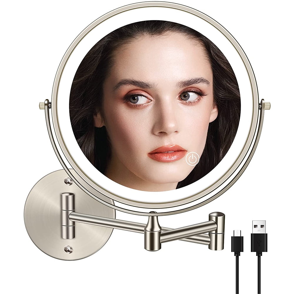 KISPATTI Wall Mounted Makeup Mirror 1x & 10x Magnification 8" Two