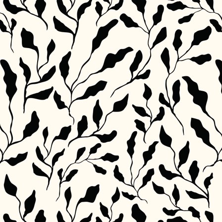SimurgWallArts - Peel and Stick Vinyl Wallpaper, Bold Black Leaf Pattern Wall Mural -  19x118 in, 15.57 Sq. ft.