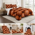 thumbnail image 6 of Queen Quilt Set 90''x96'', Basketball Lightweight Summer Bedspread Coverlet Set with 2 Pillow Shams, Sports Brown Basketball Breathable All Season Quilt Bedding for Bedroom/Guest Room, 6 of 9