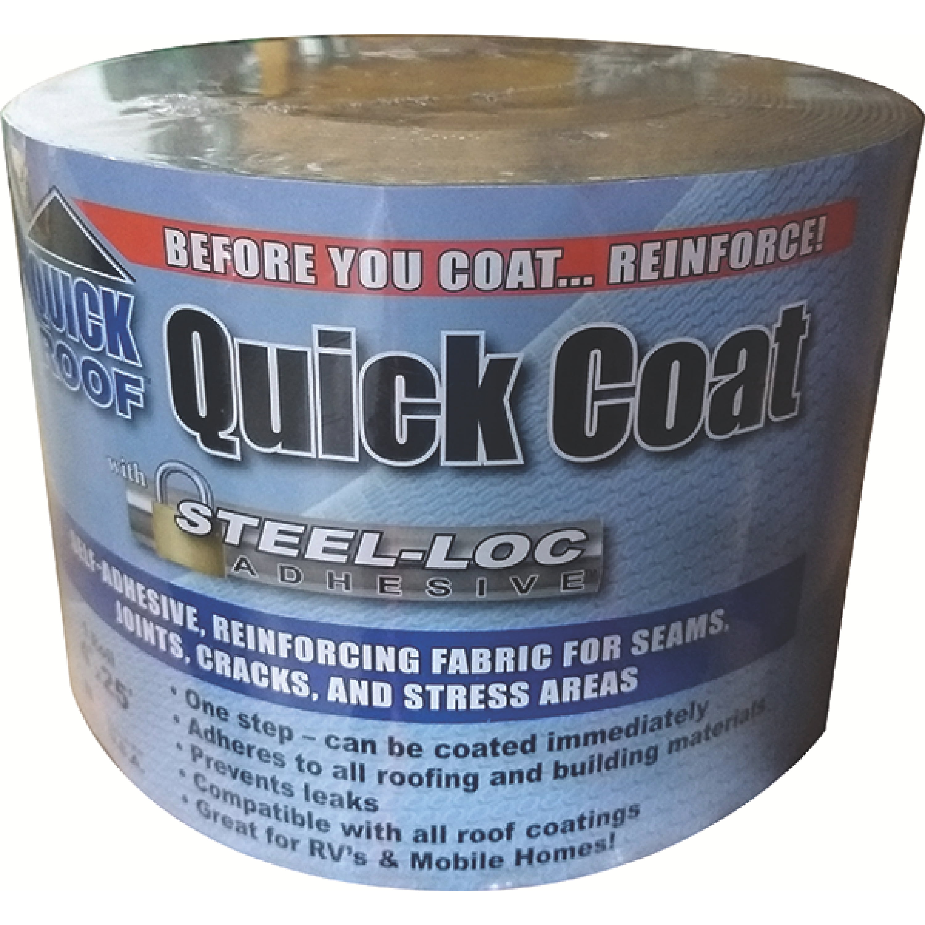 Quick Roof QRQC425 Quick Coat 4" x 25' RV Roof Repair Fabric