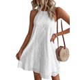 thumbnail image 1 of Fashnice Robe Mini Femme Col Halter Robes Courtes Sans Manches Été Plage Robe Décontractée Voyage Blanc m, 1 of 3