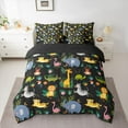 thumbnail image 2 of Manfei Yellow Lions Leopard 7pcs Bedding Comforter Set,Wild Crocodile Queen Bedding Sets,Kawai Zebra Pattern Queen Sheet Sets For Girls Boys,Microfiber Bedroom Decor Reversible, 2 of 8