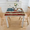 thumbnail image 3 of nygtbtfer American Flag Table Cover for Square Tables Picnic Fitted Tablecloth Flannel Backed Lining Stretched Square Table Cover Elastic Tablecloth White, 3 of 7