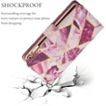 thumbnail image 6 of Wallet Case for iPhone 14 6.1 inch, Premium Vintage PU Leather Magnetic Closure Handbag Zipper Pocket Case Kickstand Card Slots with Wrist Strap Shockproof Flip Case - Marble Purple, 6 of 11