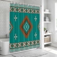thumbnail image 5 of Polyester Fabric Teal Brown Boho Shower Curtain, Abstract Aztec Tribe Ethnic Geometric Waterproof Bathtub Curtain Bathroom Decor Set with Hooks 36 x 78 Inches, 5 of 6