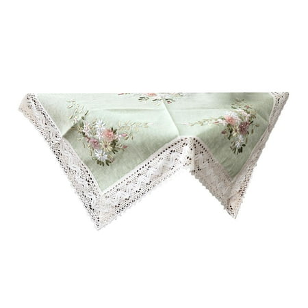 

90x90cm Embroidery Tablecloth Rectangular for Kitchen Coffee Shop Green