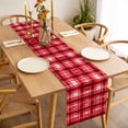 thumbnail image 3 of Red Plaid Table Runner - 48 Inch Long, Kitchen Dining Table Runner Dresser Scarves, Modern Art Checkered Farmhouse Farmhouse Decor for Coffee Tables Wedding Party Banquet, 3 of 8