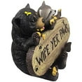 thumbnail image 2 of Black Bear and Raccoon Faux Wood Welcome Sign Statue with Reminder to Wipe Your Feet in Outdoor Garden Decor Sculptures & Yard Art for Front Porch, Patio or Deck As Rustic Housewarming Gifts, 2 of 4