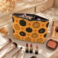thumbnail image 4 of Halloween Zipper Cosmetic Pouch Multi Pattern Printed Thick Woven Fabric Spacious Trapezoid Shape for Makeup Keys Toiletries Daily Commute Travel Toiletry Bag Holiday Gift Wrap, 4 of 7