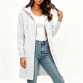 thumbnail image 5 of Oversized Sweatshirts for Women Drawstring Button Down Loose Long Sleeve Casual Solid Color Mid Length Hoodie Coat with Pockets M, 5 of 9