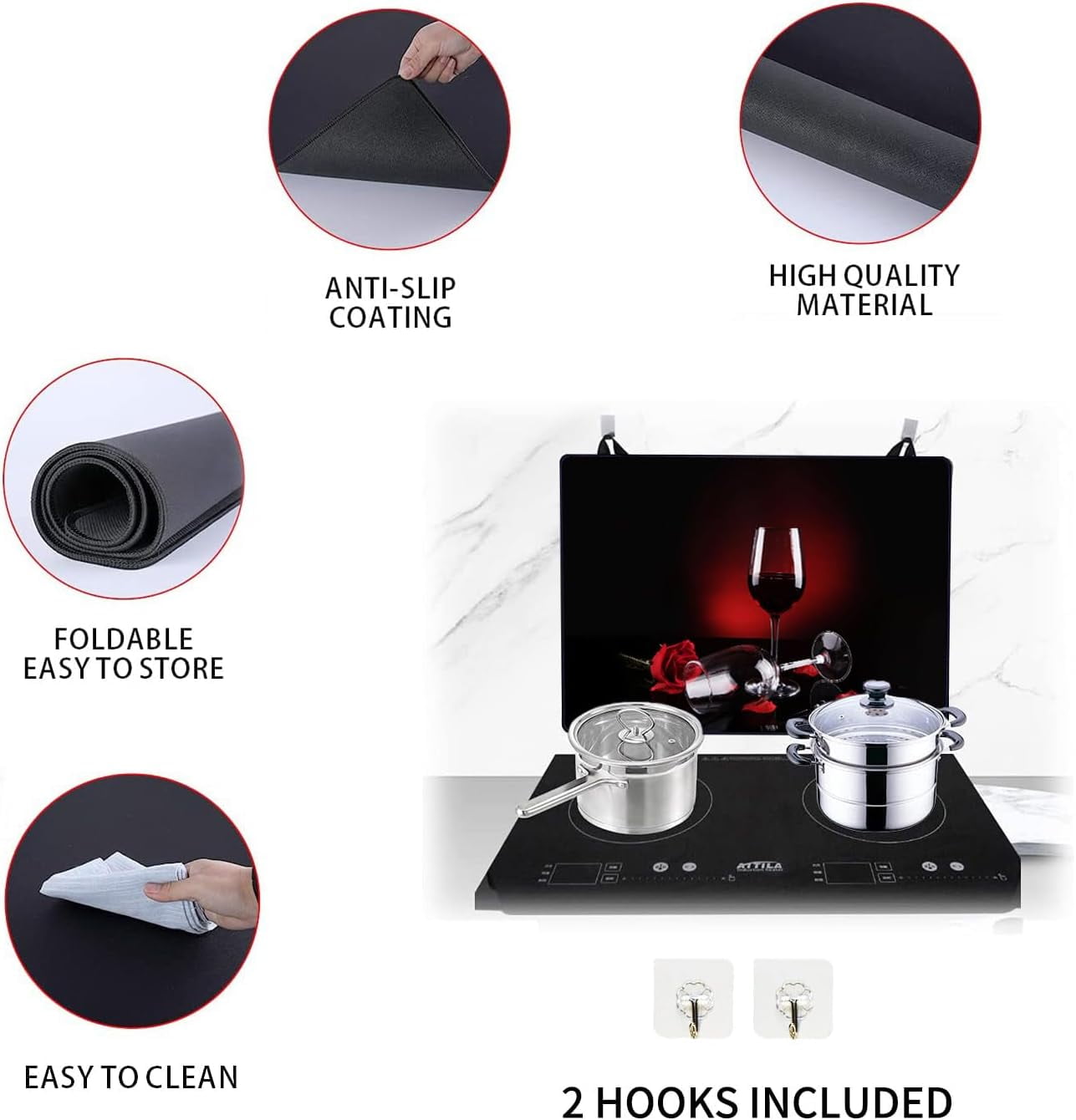 Stove Top Covers for Electric Stove, Extra Thick Natural Rubber Glass Top Protector,Prevents Scratching, Expands Usable Space (28.5'''' x 20.5'''' Rose)