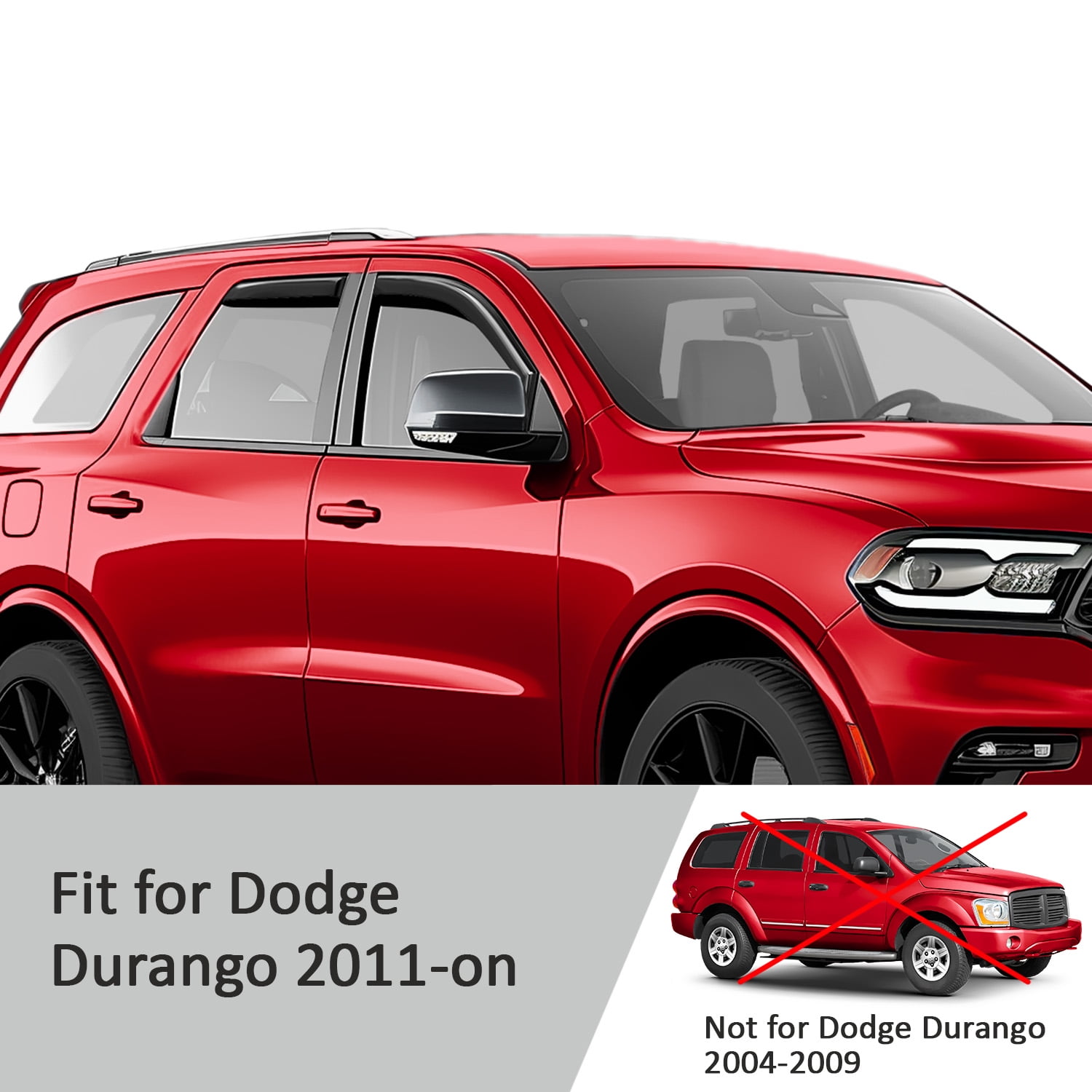 Voron Glass in-Channel Extra Durable Rain Guards for Dodge Durango 2011-2026, Window Deflectors, Vent Window Visors, 4 Pieces - 200486