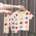 thumbnail image 2 of HIPYLO 2 Piece Sets Girls Loungewear Outfits Cute Ruffle Trim Toddler Girl Summer Casual Clothes Set Crew Neck Tshirts and Shorts/Pants Girls Clothes, 2 of 9
