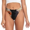 thumbnail image 1 of Balery Black Cat in Wildflowers Tangas de Algodón para Mujer con Estampado – Ropa Interior Sexy, Transpirable, G-string-Small, 1 of 6
