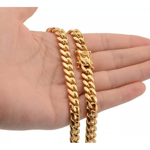 HOOUN Thin 6mm 24inch Stainless Steel Gold Curb Link chain necklace For Women Mens