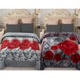 thumbnail image 2 of JML Raschel A&B Printed 2-ply Reversible Korean-style Plush Fleece Blanket Gray Rose King, 2 of 5