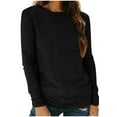 thumbnail image 2 of Goodtrade8 Casual Tops for Women Black Long Sleeve Solid Color Crew Neck Fall Shirts for Women, 2 of 8