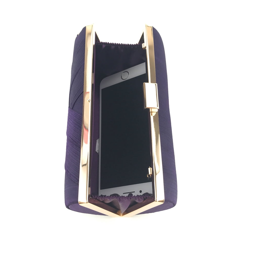 Handheld Women's Evening Clutch Bags Silk Satin Party Handbags Bridal Wedding Purses with Tassel Pendant,Dark Purple